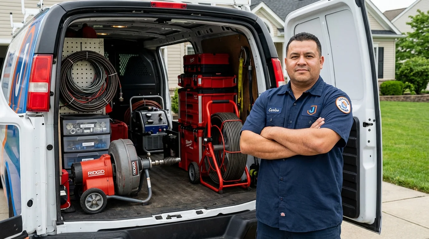 Professional drain cleaning equipment and Johns Plumbing LLC plumber in Lewiston
