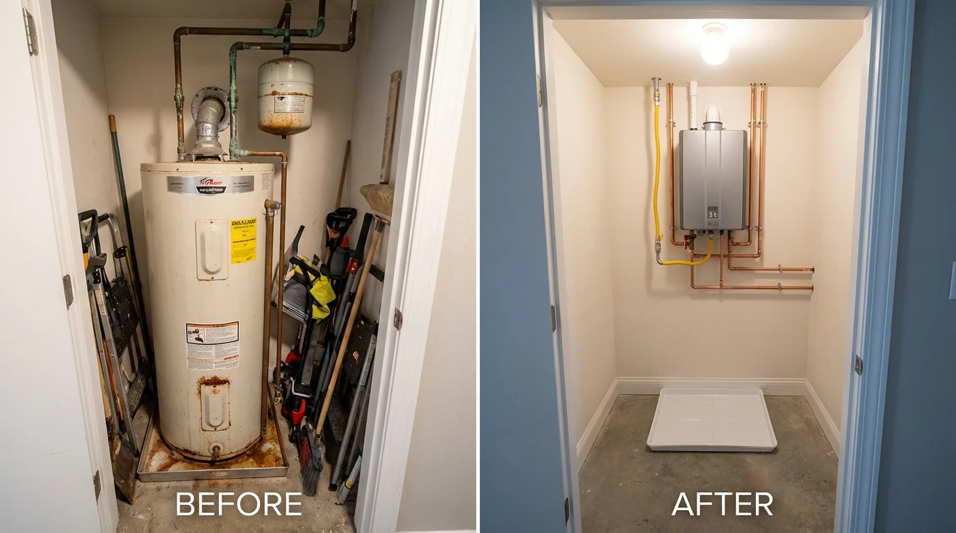 Tank water heater versus wall-mounted tankless unit comparison for Lewiston, MI homeowners